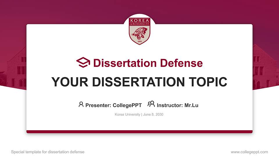 Korea University Graduation Thesis Defense PPT Template16:9 ratio PPT effect preview image