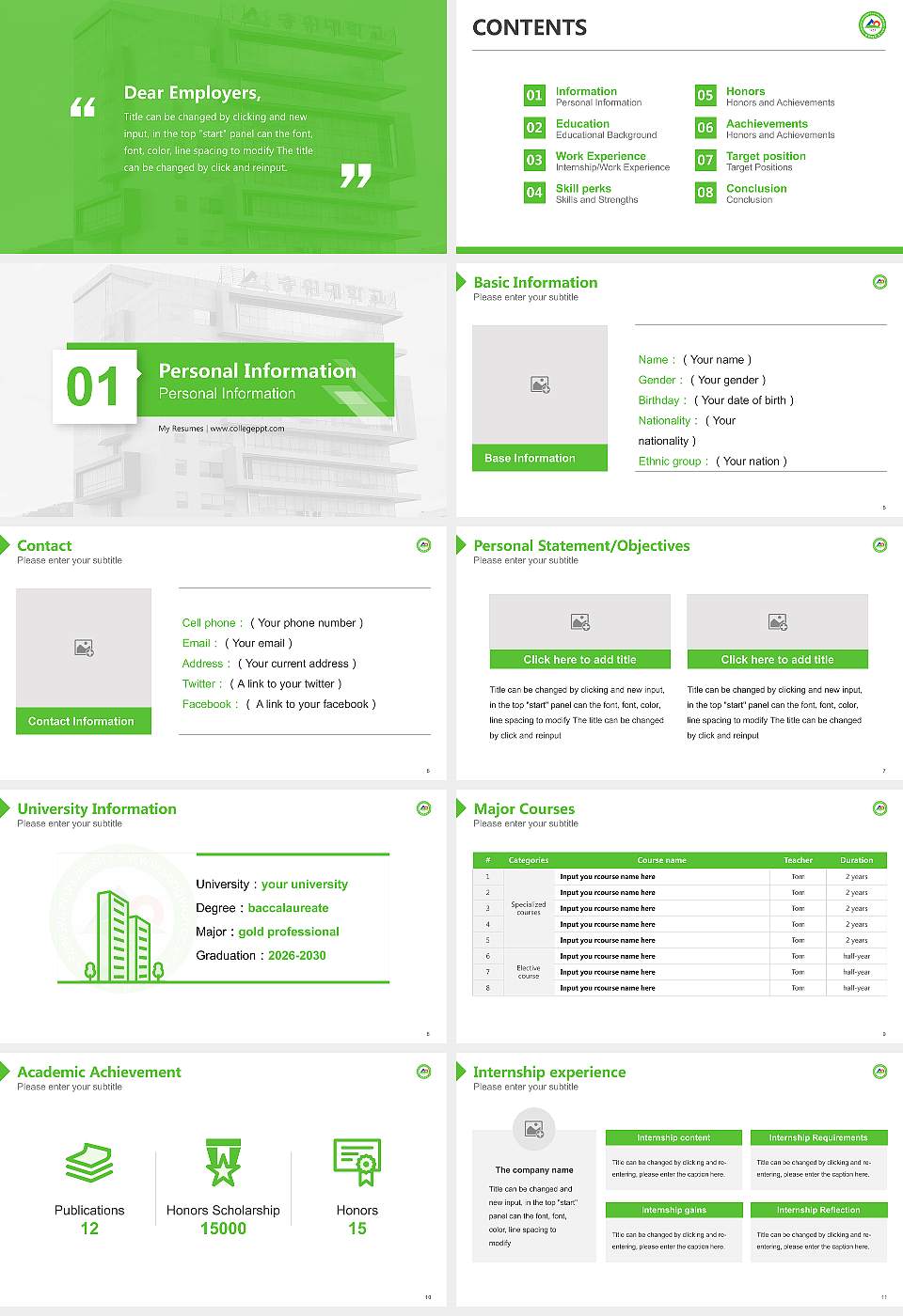 Songwon University Resume PPT Template16:9 ratio PPT effect preview image2