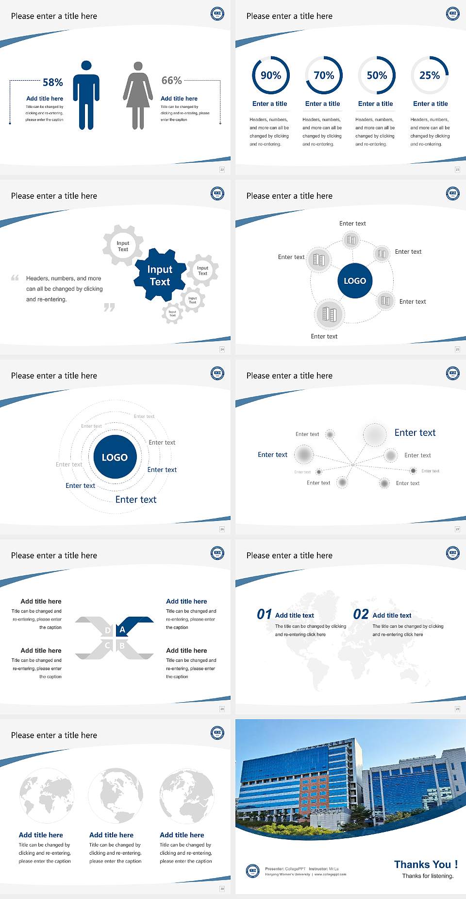 Hanyang Women’s University Course/Courseware Creation PPT Template4:3 ratio PPT effect preview image4