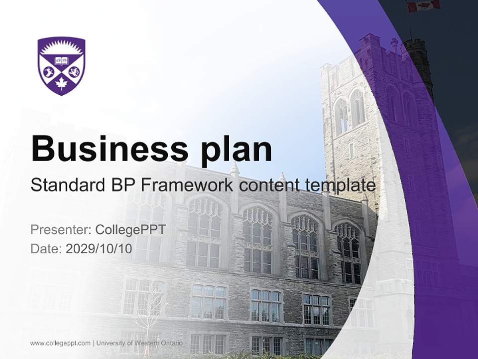 University of Western Ontario Competition/Entrepreneurship Contest PPT Template4:3 ratio PPT effect preview image9