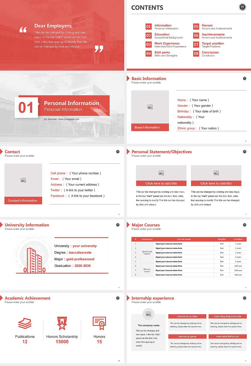 Kaywon University of Art and Design Resume PPT Template16:9 ratio PPT effect preview image2