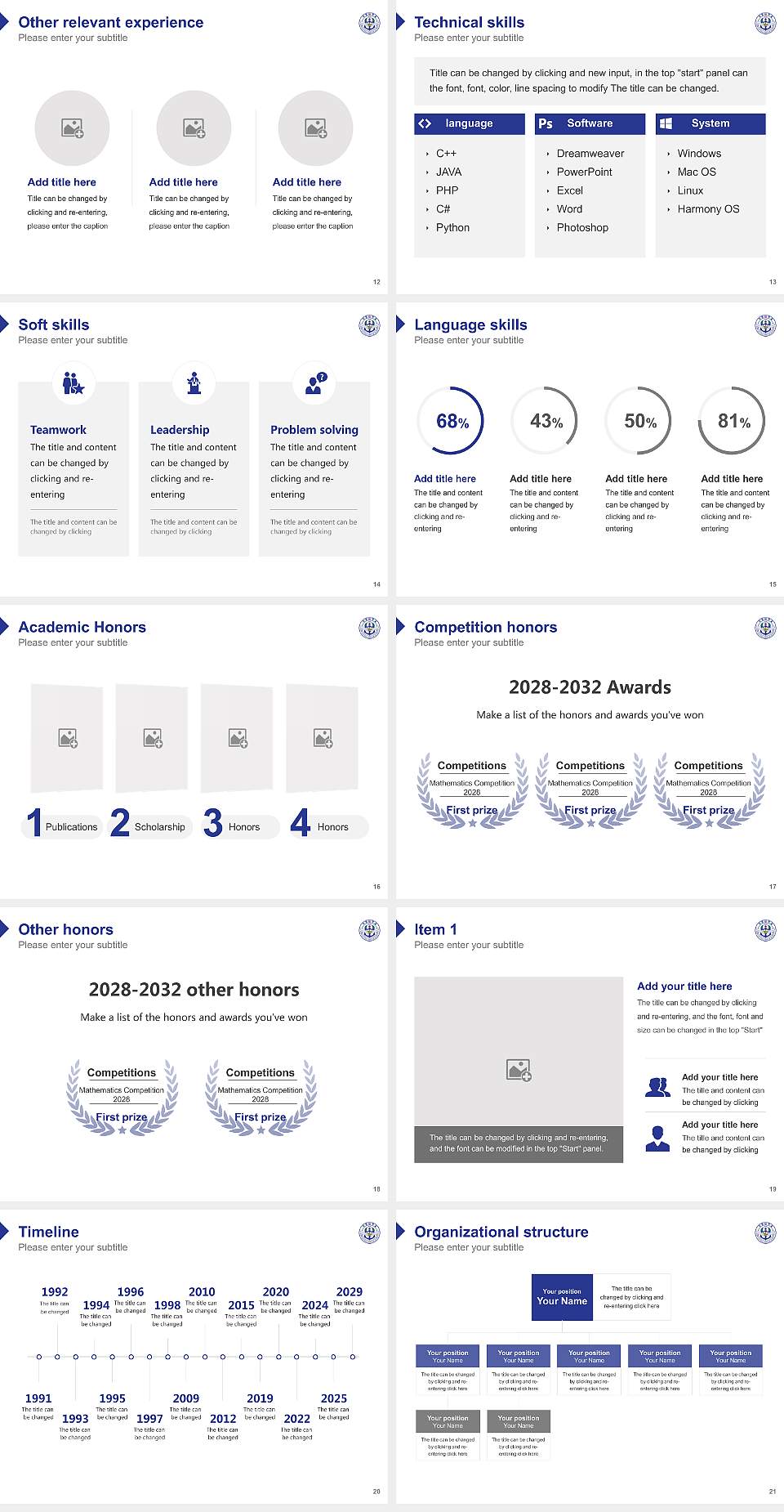 Korea National Defense University Resume PPT Template4:3 ratio PPT effect preview image3