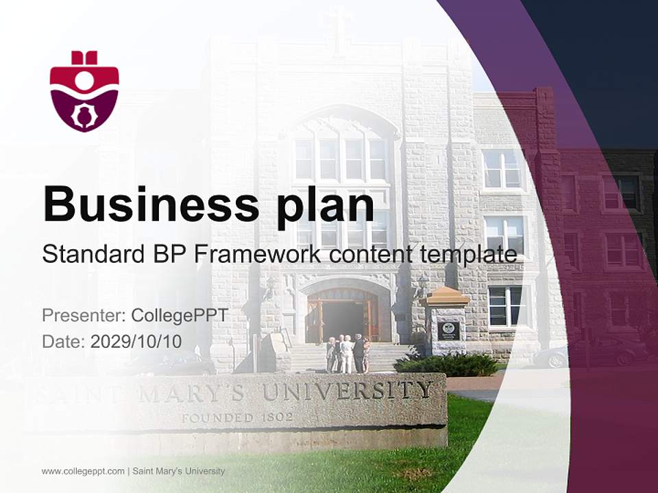 Saint Mary’s University Competition/Entrepreneurship Contest PPT Template4:3 ratio PPT effect preview image9