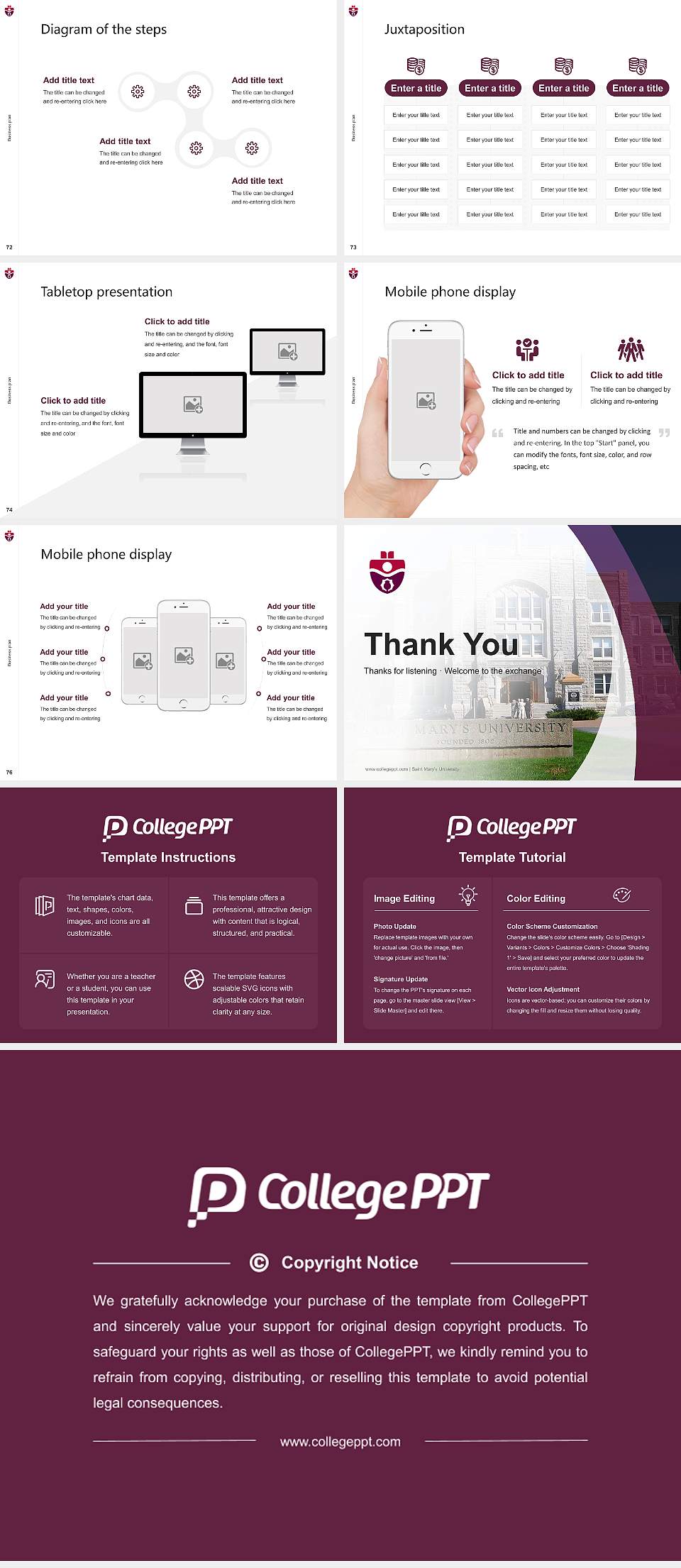 Saint Mary’s University Competition/Entrepreneurship Contest PPT Template4:3 ratio PPT effect preview image9
