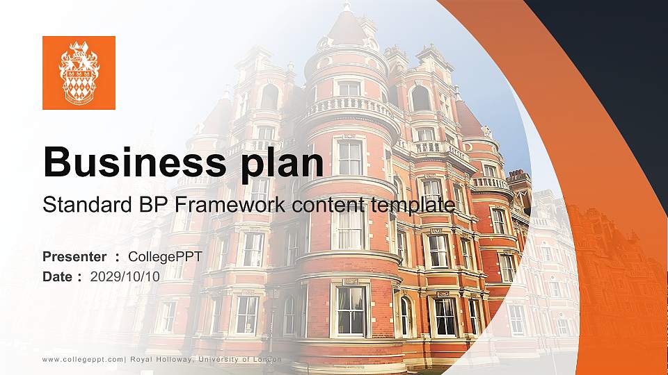 Royal Holloway, University of London Competition/Entrepreneurship Contest PPT Template16:9 ratio PPT effect preview image