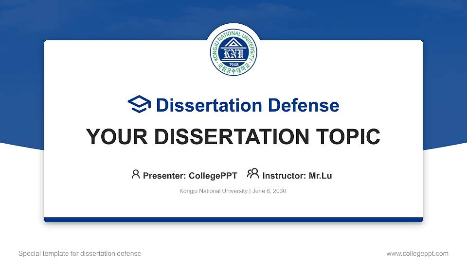 Kongju National University Graduation Thesis Defense PPT Template16:9 ratio PPT effect preview image