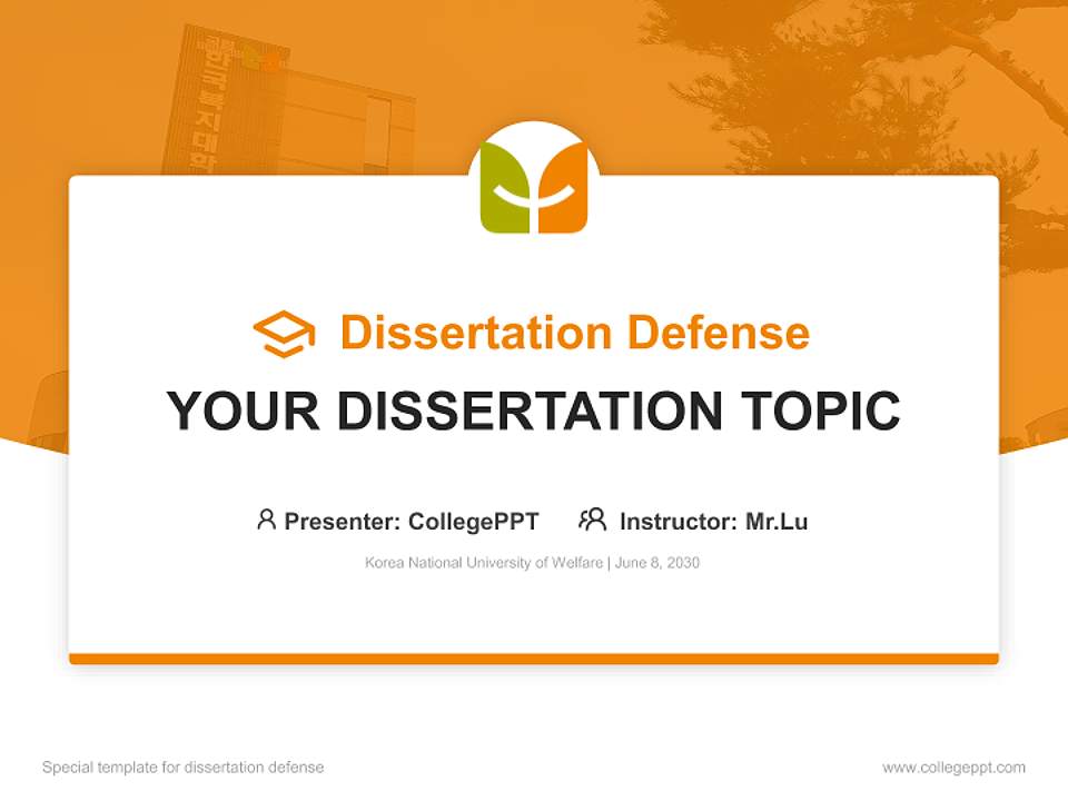 Korea National University of Welfare Graduation Thesis Defense PPT Template4:3 ratio PPT effect preview image7