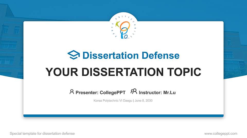 Korea Polytechnic VI Daegu Graduation Thesis Defense PPT Template16:9 ratio PPT effect preview image