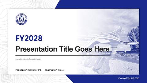 Korea Maritime & Ocean University Academic Presentation/Research Findings Report PPT Template