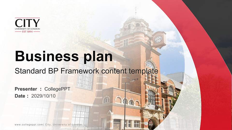 City, University of London Competition/Entrepreneurship Contest PPT Template16:9 ratio PPT effect preview image