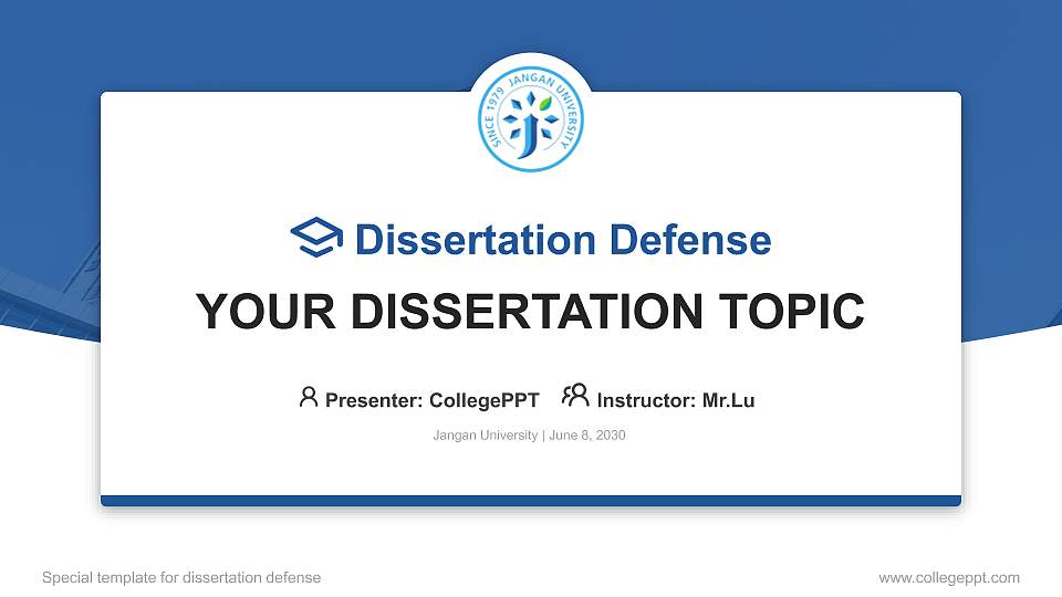 Jangan University Graduation Thesis Defense PPT Template16:9 ratio PPT effect preview image