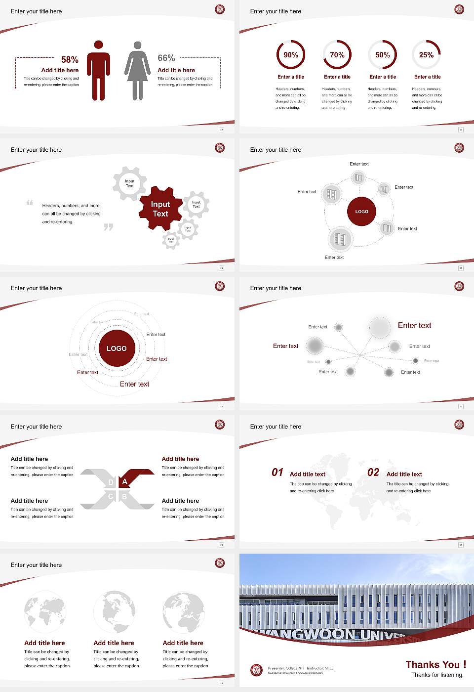 Kwangwoon University Course/Courseware Creation PPT Template16:9 ratio PPT effect preview image4