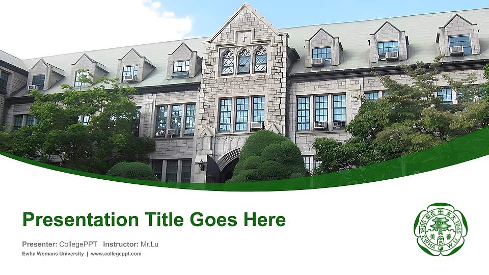 Ewha Womans University Course/Courseware Creation PPT Template16:9 ratio PPT effect preview image