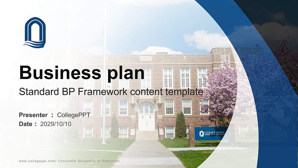 Concordia University of Edmonton Competition/Entrepreneurship Contest PPT Template16:9 ratio PPT effect preview image