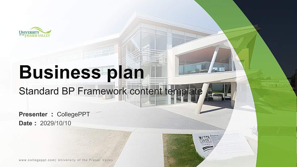 University of the Fraser Valley Competition/Entrepreneurship Contest PPT Template16:9 ratio PPT effect preview image