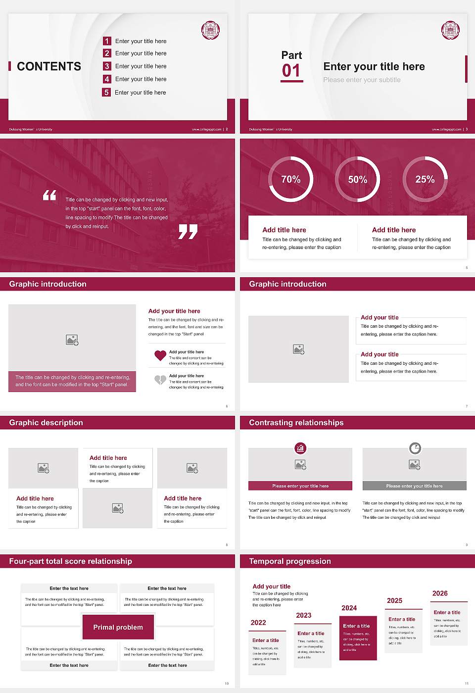 Duksung Women’s University Thesis Proposal/Graduation Defense PPT Template16:9 ratio PPT effect preview image2