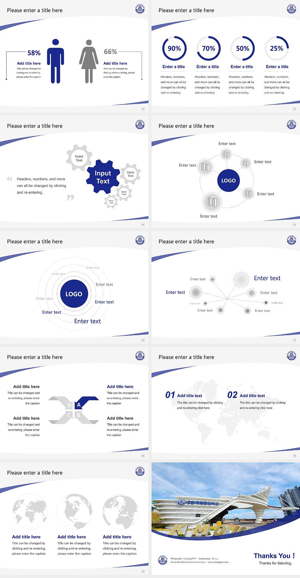 Korea Maritime & Ocean University Course/Courseware Creation PPT Template4:3 ratio PPT effect preview image4