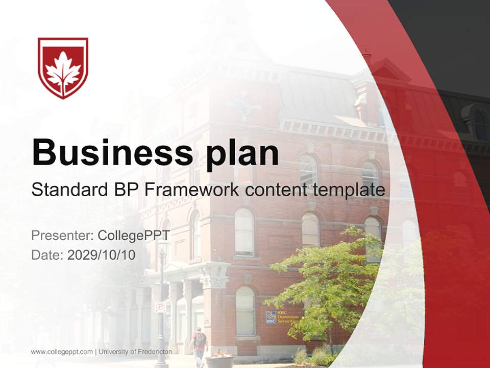 University of Fredericton Competition/Entrepreneurship Contest PPT Template4:3 ratio PPT effect preview image9