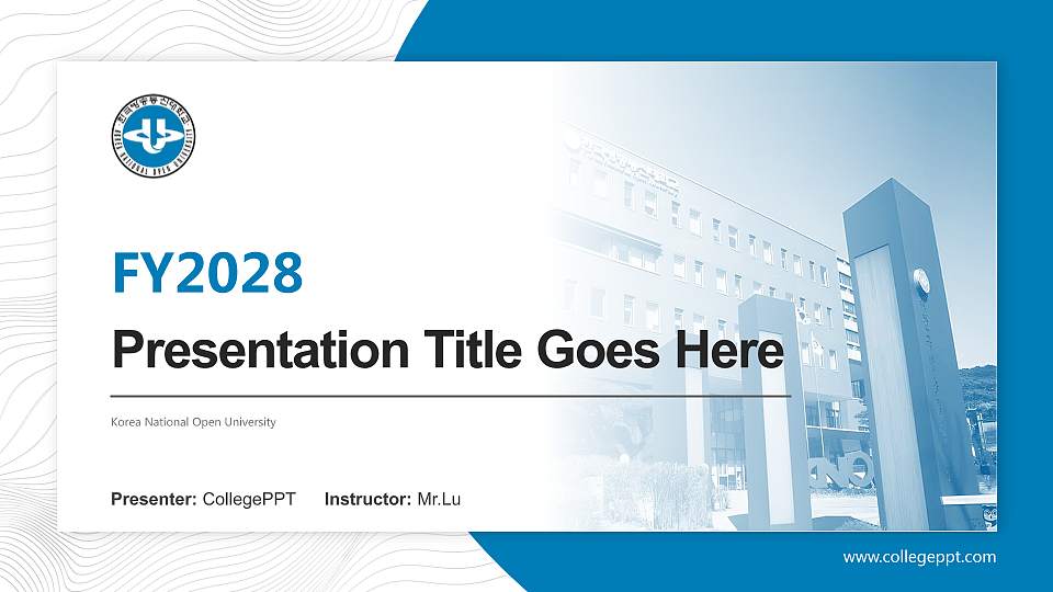 Korea National Open University Academic Presentation/Research Findings Report PPT Template16:9 ratio PPT effect preview image