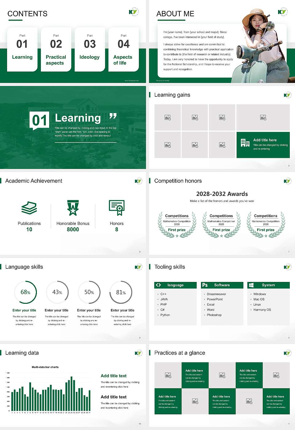 Konyang University National Scholarship Defense PPT Template16:9 ratio PPT effect preview image2