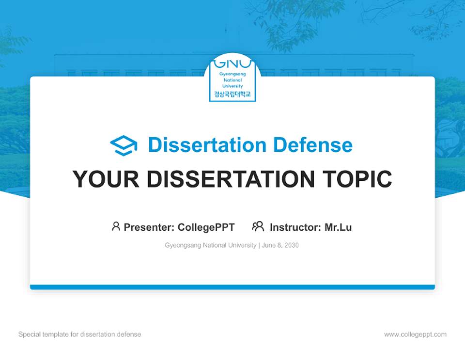 Gyeongsang National University Graduation Thesis Defense PPT Template4:3 ratio PPT effect preview image7