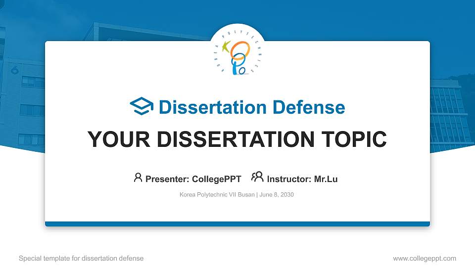 Korea Polytechnic VII Busan Graduation Thesis Defense PPT Template16:9 ratio PPT effect preview image
