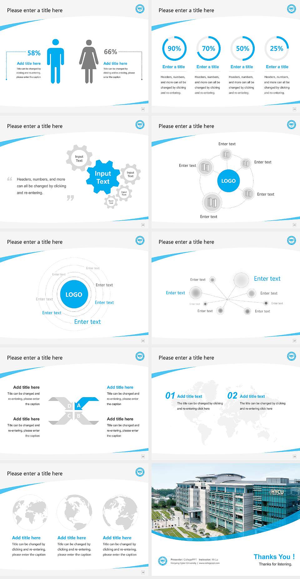 Hanyang Cyber University Course/Courseware Creation PPT Template4:3 ratio PPT effect preview image4