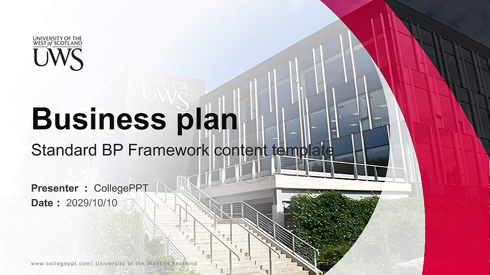 University of the West of Scotland Competition/Entrepreneurship Contest PPT Template16:9 ratio PPT effect preview image