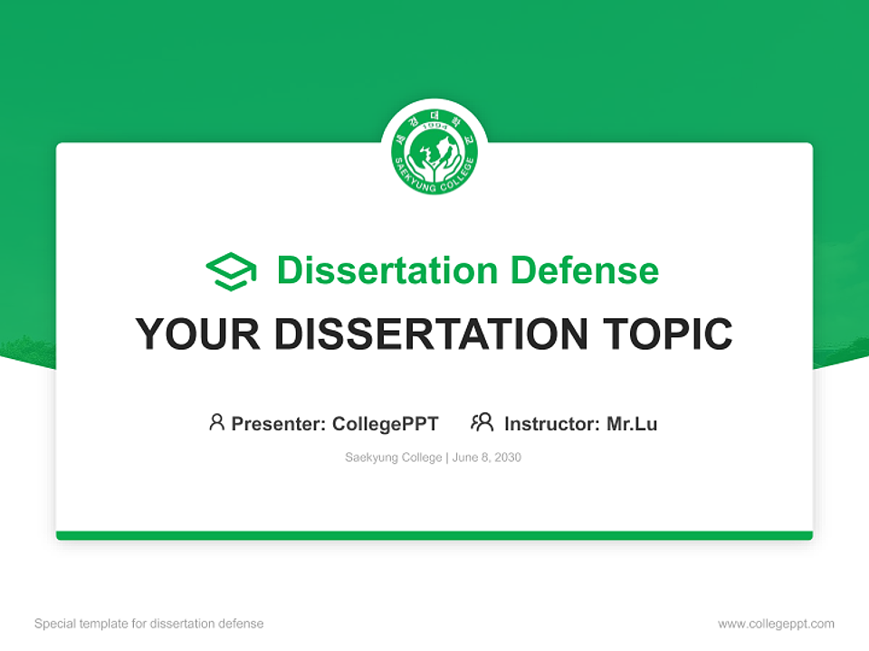 Saekyung College Graduation Thesis Defense PPT Template_Slide preview image1