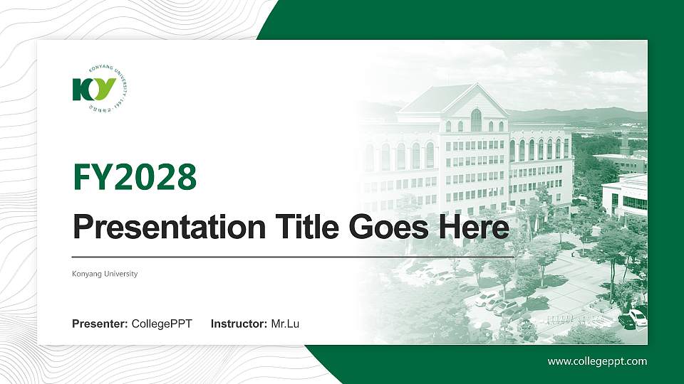 Konyang University Academic Presentation/Research Findings Report PPT Template16:9 ratio PPT effect preview image