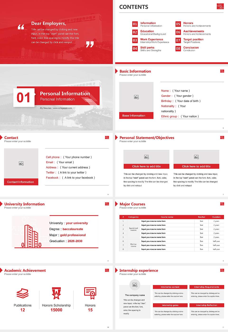 Korea National University of Cultural Heritage Resume PPT Template16:9 ratio PPT effect preview image2