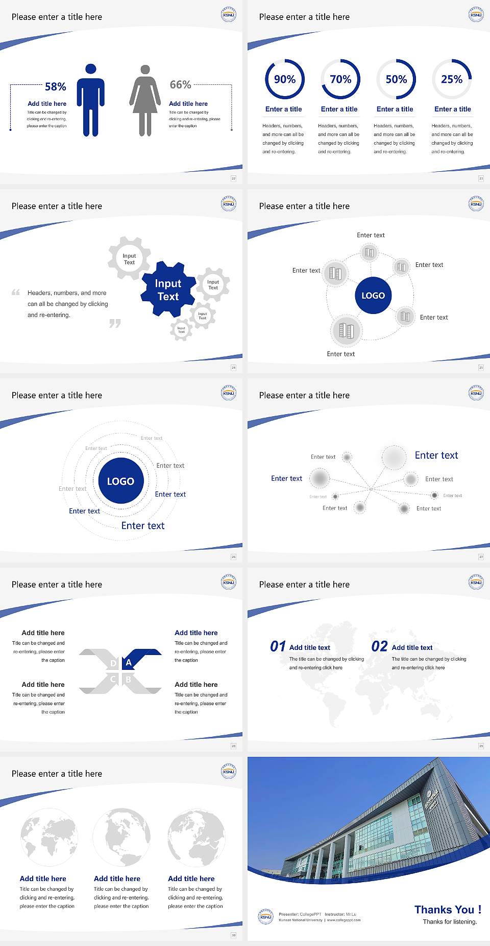 Kunsan National University Course/Courseware Creation PPT Template4:3 ratio PPT effect preview image4