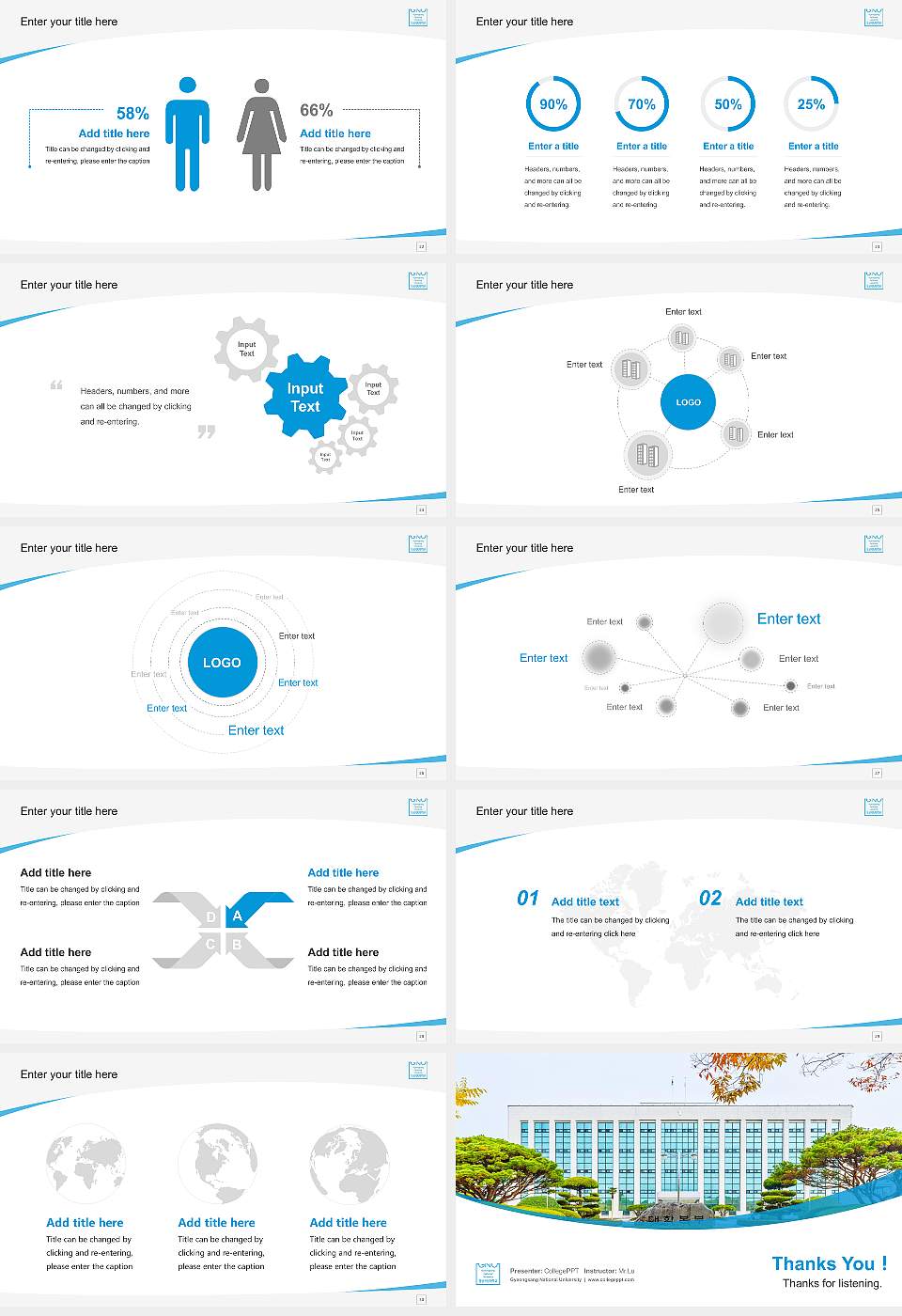 Gyeongsang National University Course/Courseware Creation PPT Template16:9 ratio PPT effect preview image4