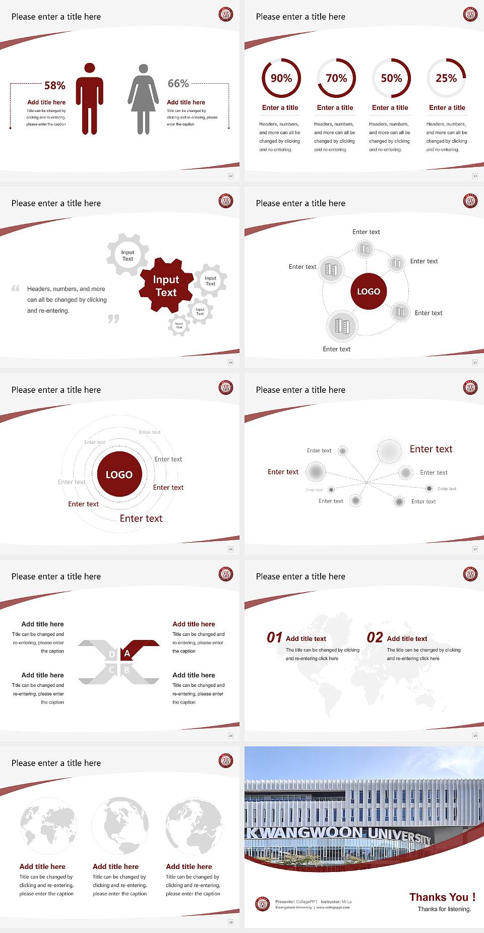 Kwangwoon University Course/Courseware Creation PPT Template4:3 ratio PPT effect preview image4