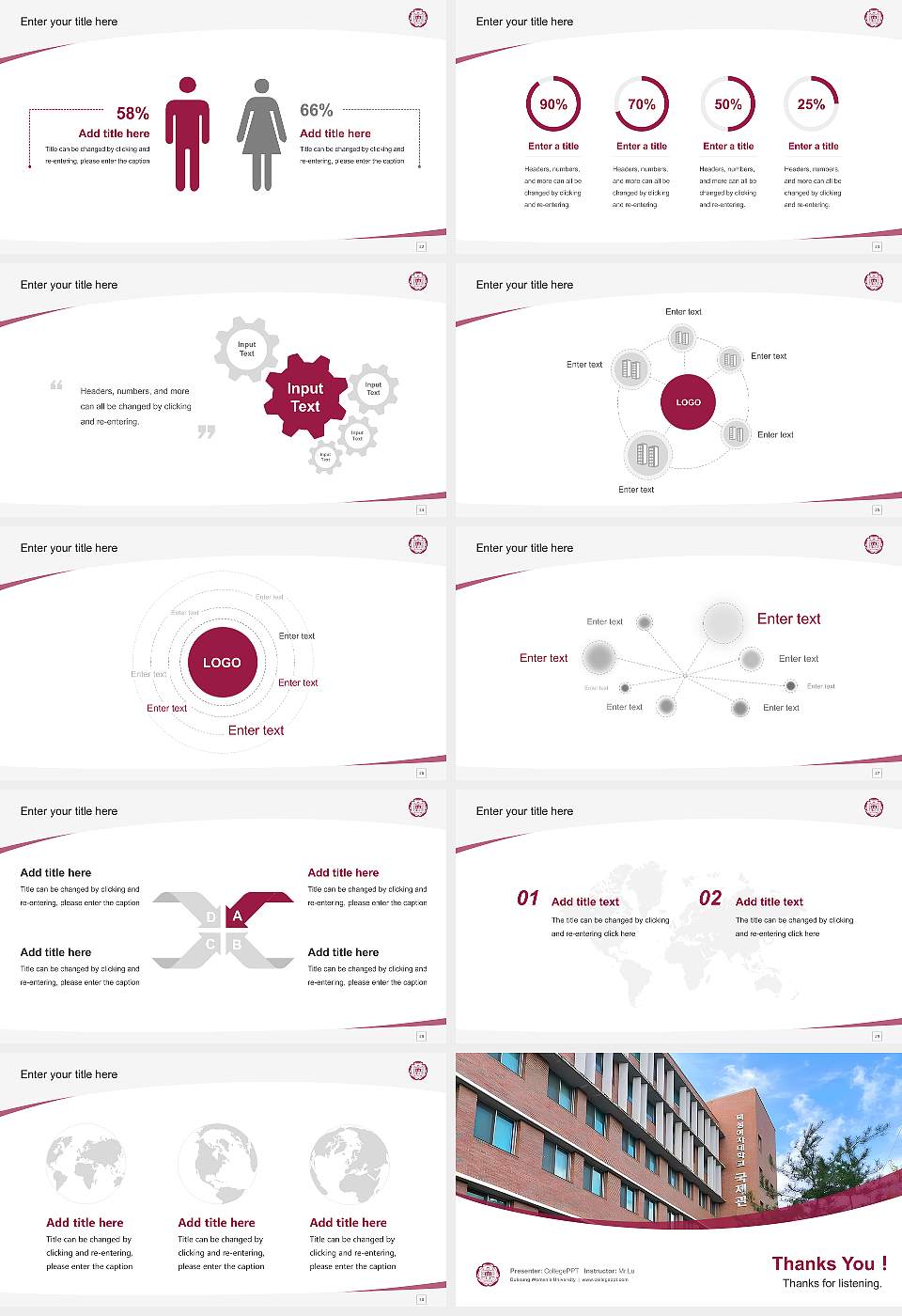 Duksung Women’s University Course/Courseware Creation PPT Template16:9 ratio PPT effect preview image4