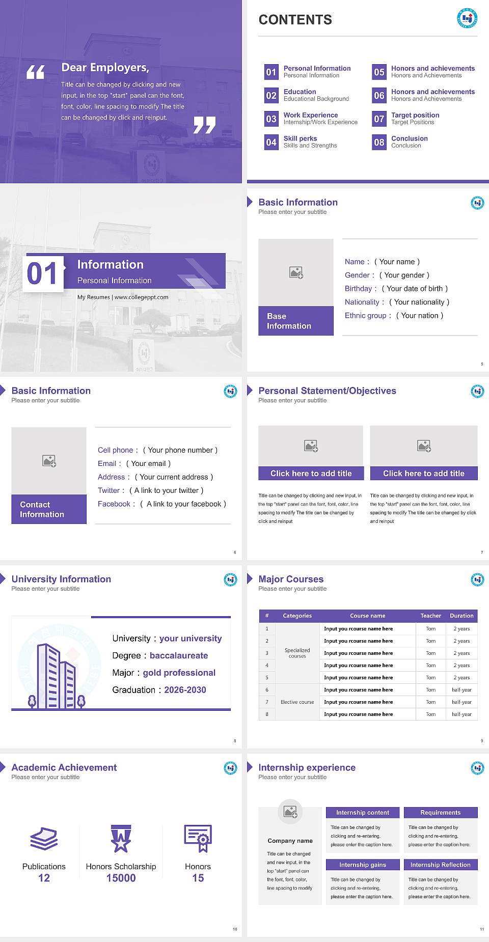 Hyejeon College Resume PPT Template4:3 ratio PPT effect preview image2