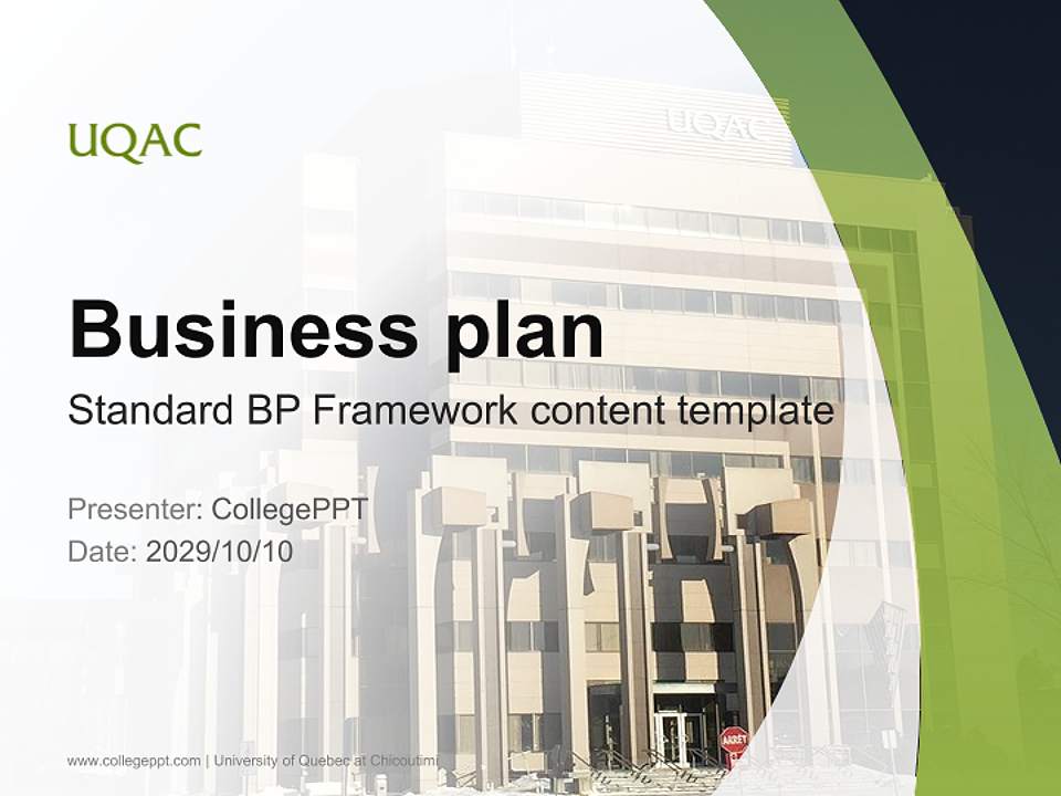 University of Quebec at Chicoutimi Competition/Entrepreneurship Contest PPT Template4:3 ratio PPT effect preview image9