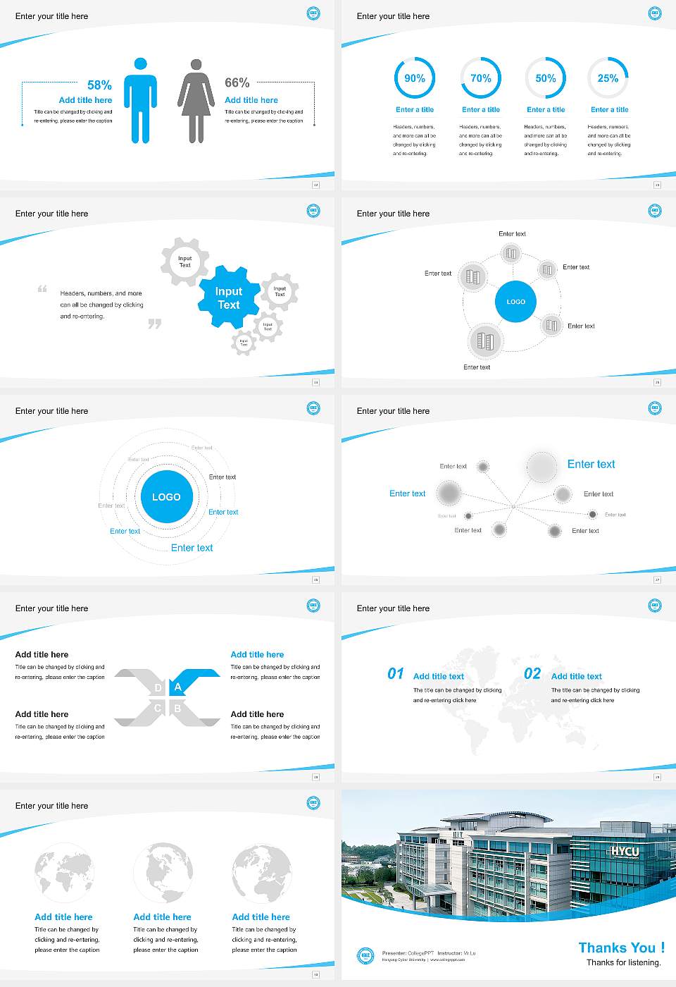 Hanyang Cyber University Course/Courseware Creation PPT Template16:9 ratio PPT effect preview image4