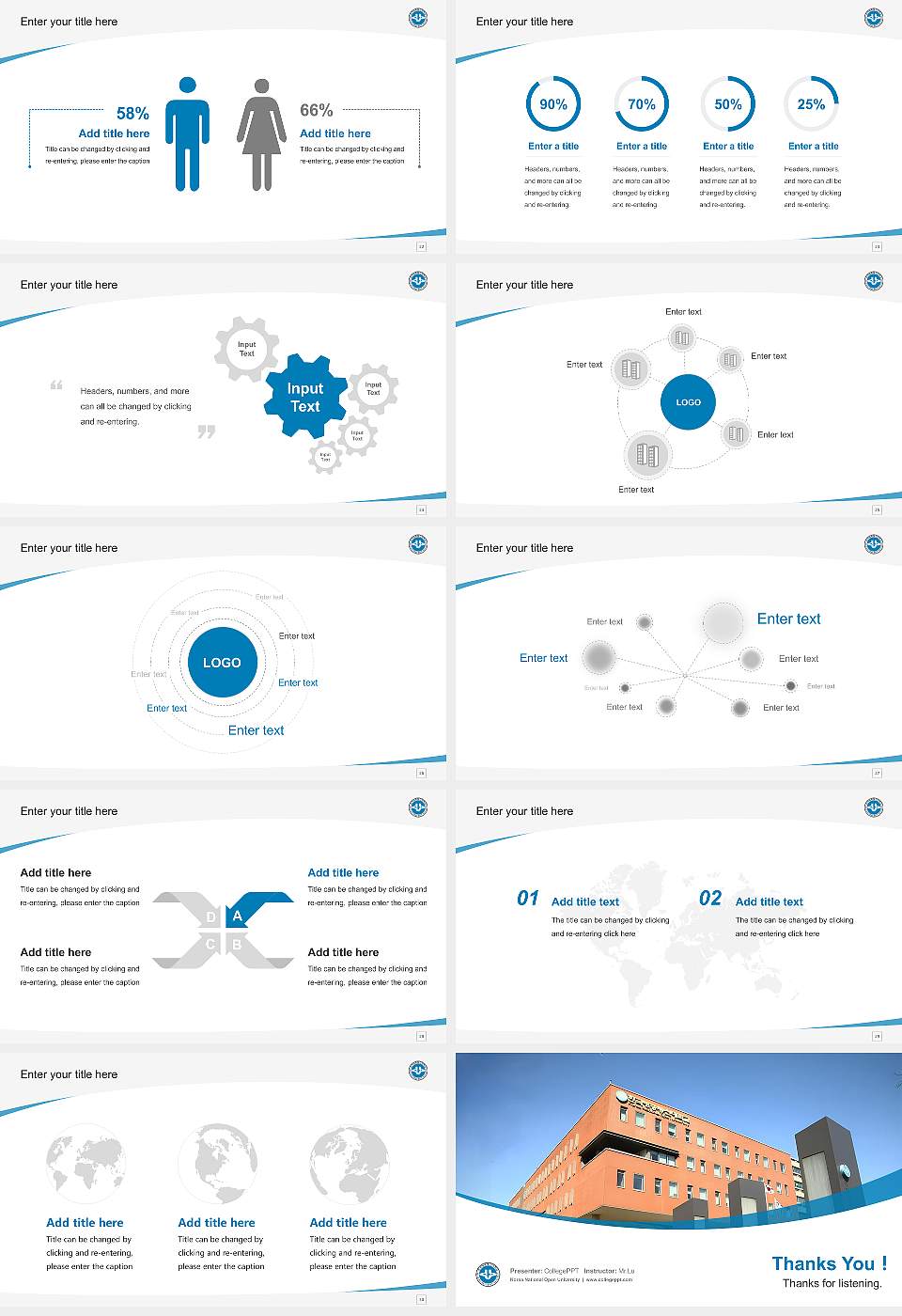 Korea National Open University Course/Courseware Creation PPT Template16:9 ratio PPT effect preview image4