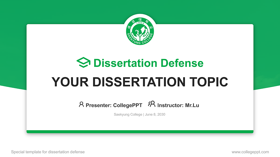 Saekyung College Graduation Thesis Defense PPT Template_Slide preview image1
