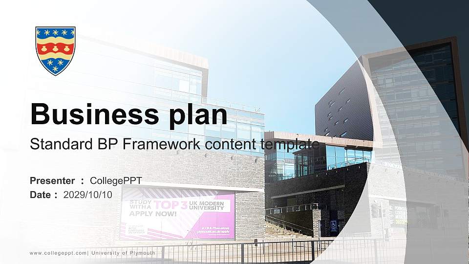 University of Plymouth Competition/Entrepreneurship Contest PPT Template16:9 ratio PPT effect preview image