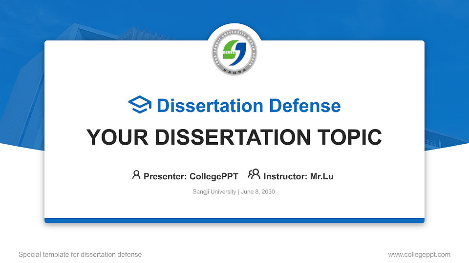 Sangji University Graduation Thesis Defense PPT Template_Slide preview image1