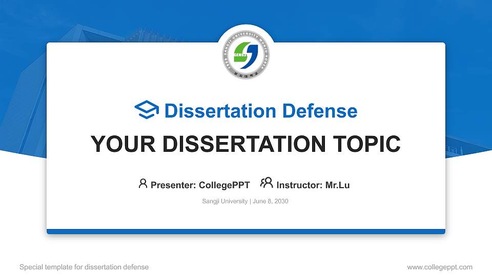 Sangji University Graduation Thesis Defense PPT Template16:9 ratio PPT effect preview image1