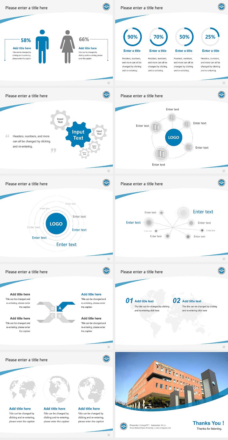 Korea National Open University Course/Courseware Creation PPT Template4:3 ratio PPT effect preview image4