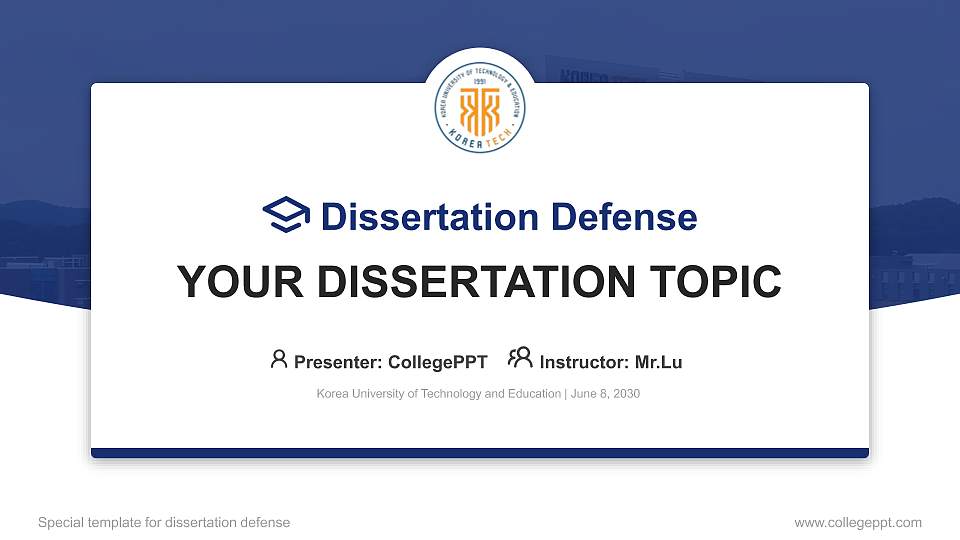 Korea University of Technology and Education Graduation Thesis Defense PPT Template16:9 ratio PPT effect preview image