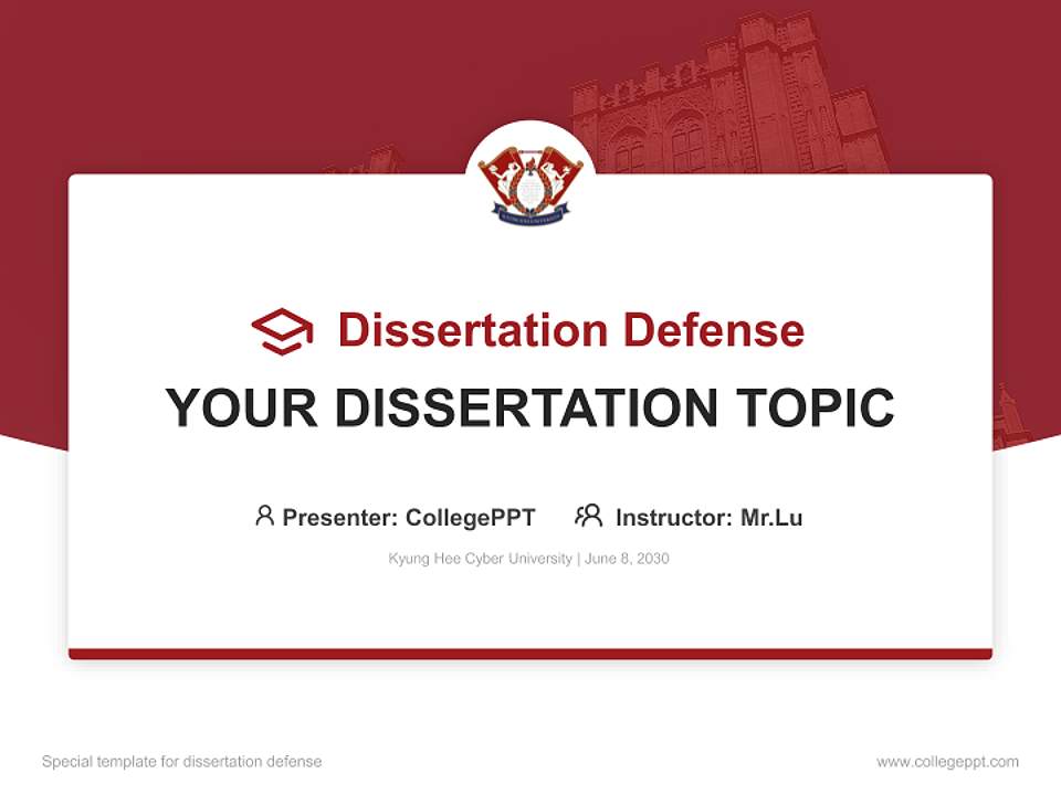 Kyung Hee Cyber University Graduation Thesis Defense PPT Template4:3 ratio PPT effect preview image7