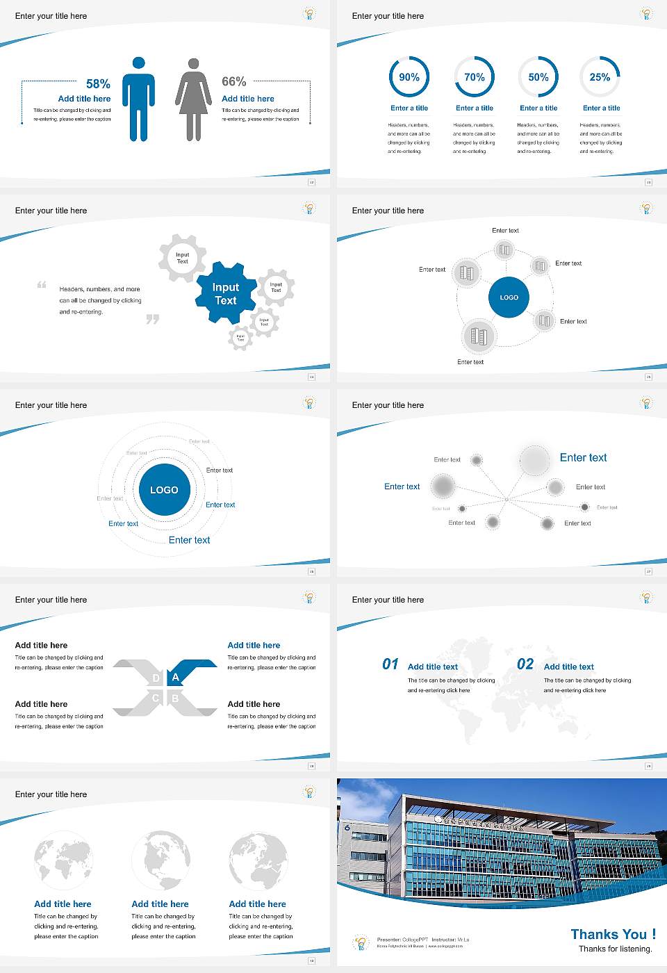 Korea Polytechnic VII Busan Course/Courseware Creation PPT Template16:9 ratio PPT effect preview image4