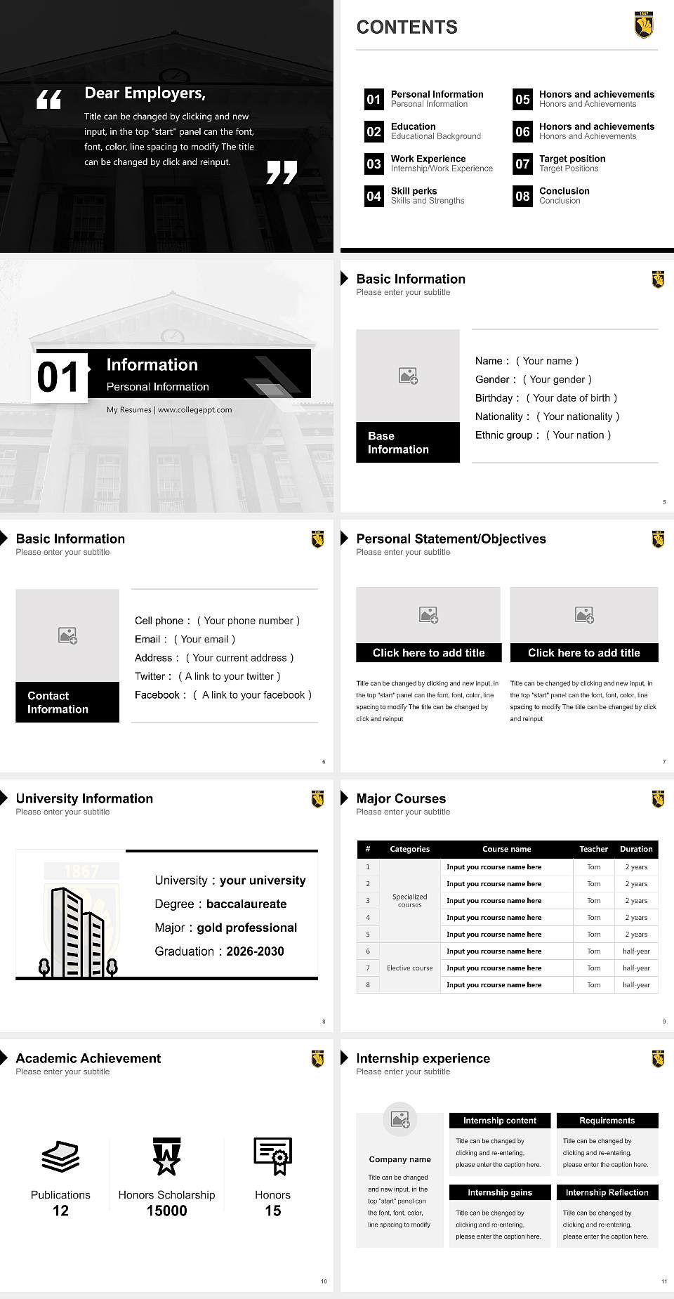 Cedar Crest College Resume PPT Template4:3 ratio PPT effect preview image2