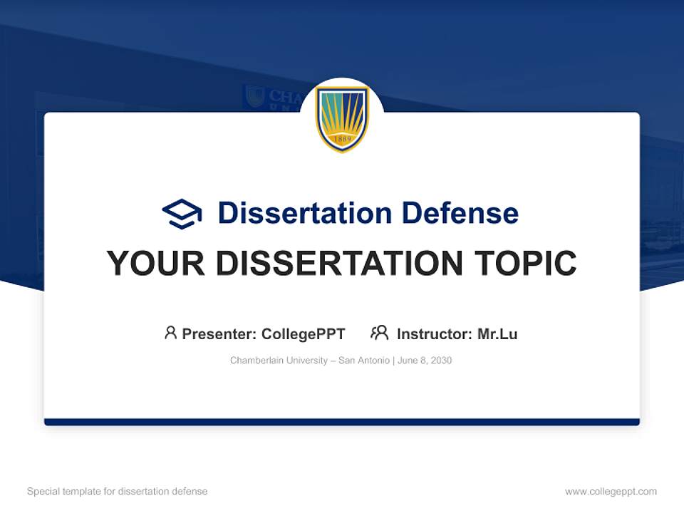 Chamberlain University – San Antonio Graduation Thesis Defense PPT Template4:3 ratio PPT effect preview image7