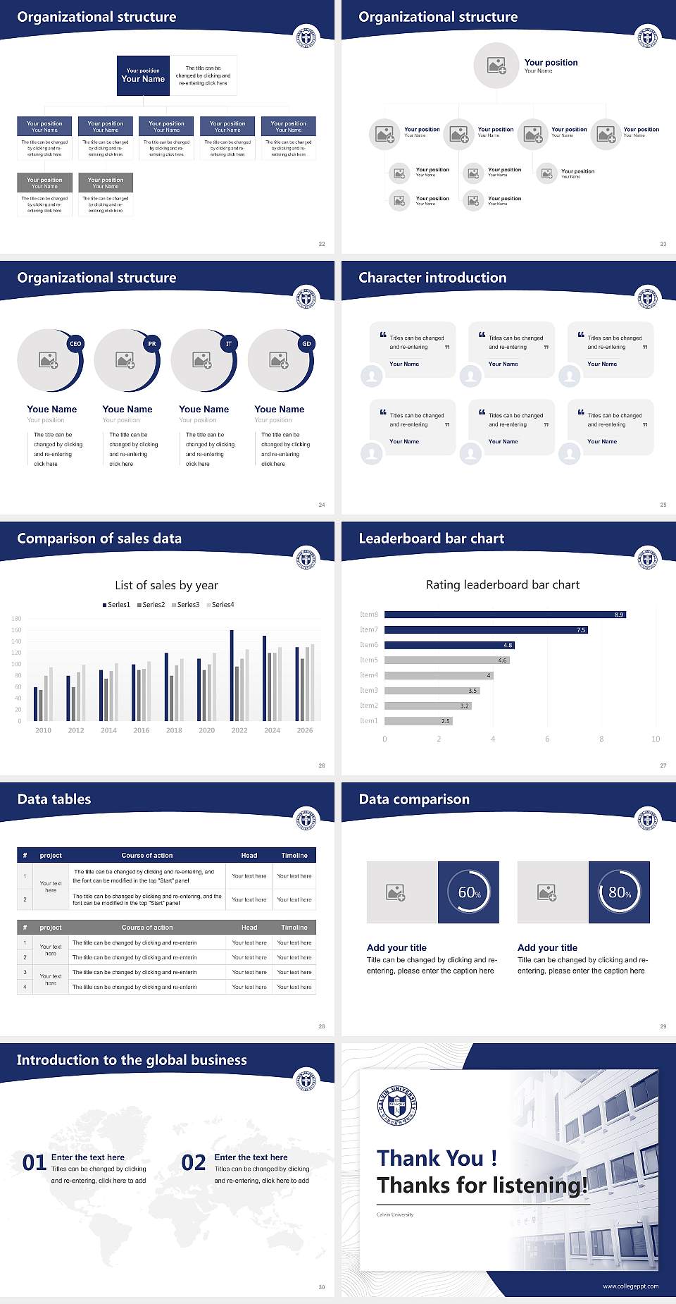 Calvin University Academic Presentation/Research Findings Report PPT Template4:3 ratio PPT effect preview image4